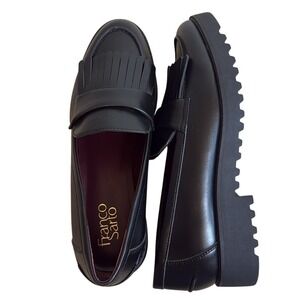 Franco Sarto NEW Cello Chunky Kilt Black Fringe Loafers Women's 10M